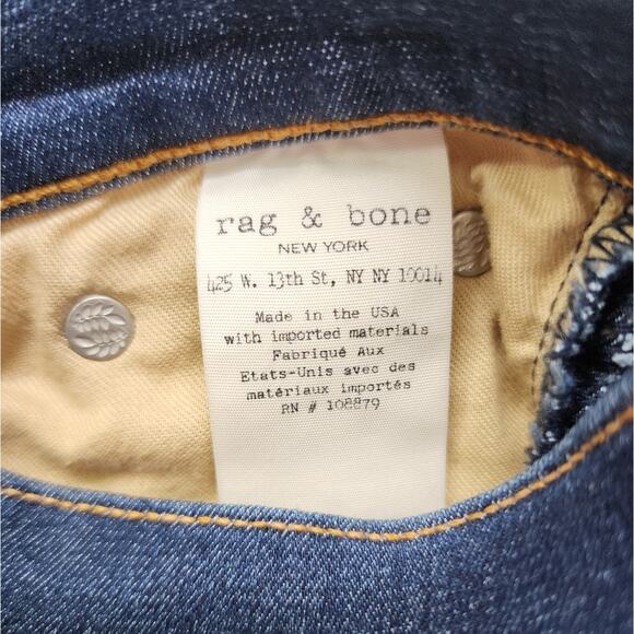 Rag & Bone 10 Inch Ankle Skinny Jeans Size 26 Blue High Rise Raw Hem Stretch - Picture 9 of 15
